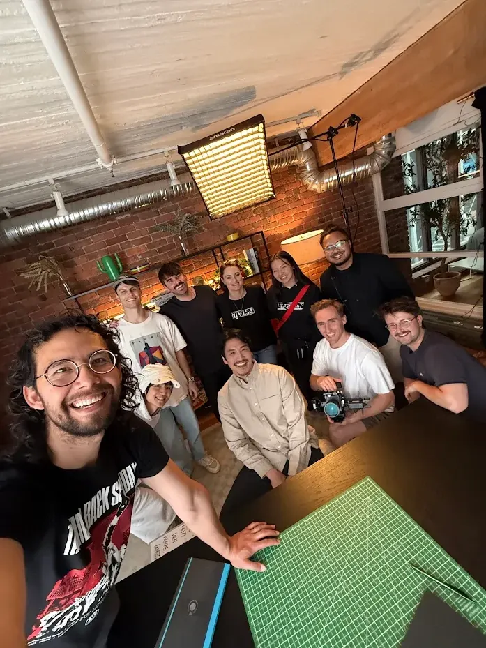 Team selfie in the brick studio