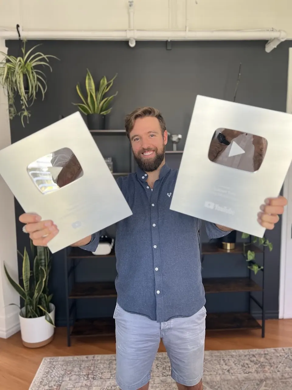 Showing off two Silver Play Buttons